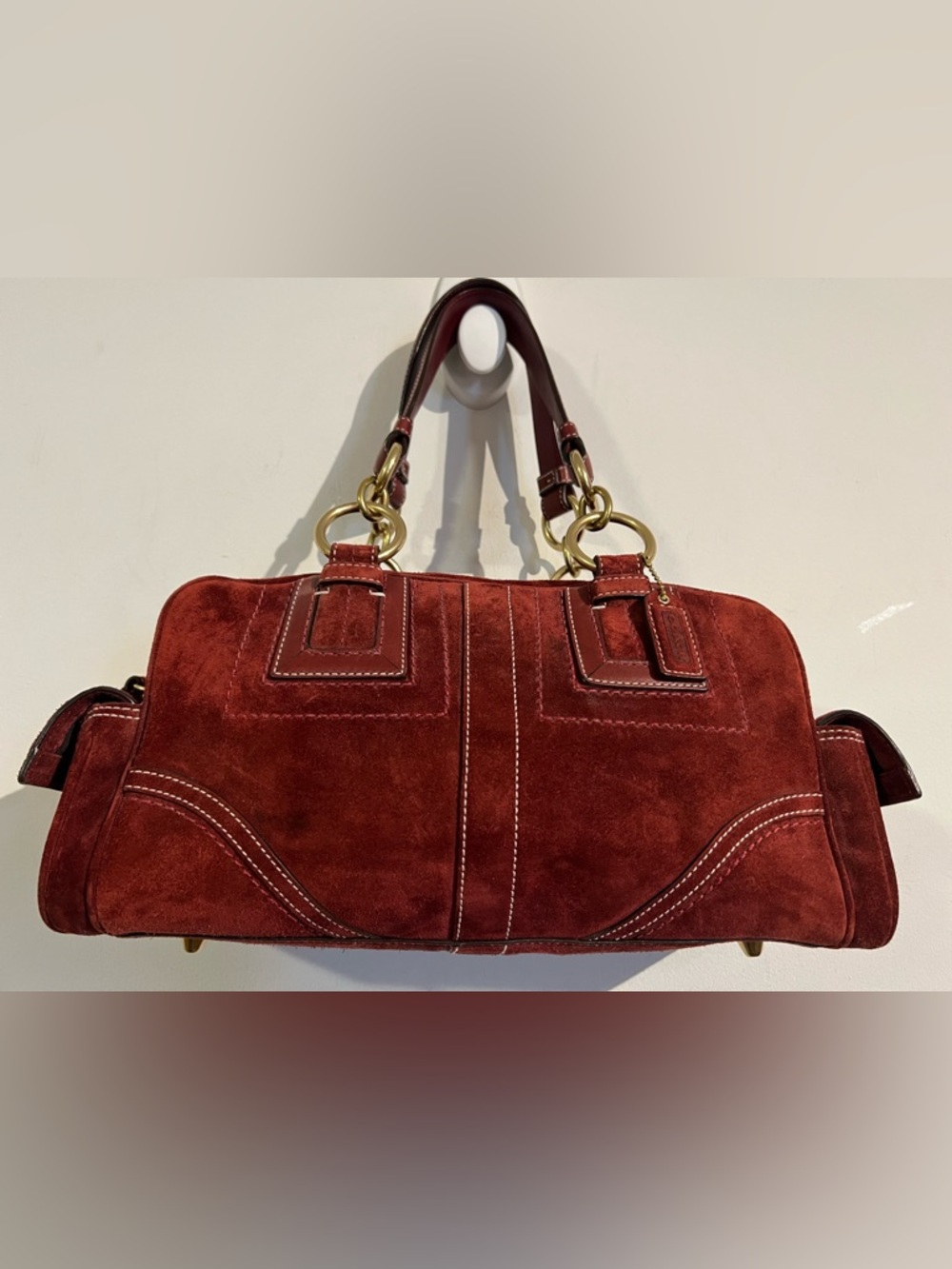 Coach Mia Suede Tote Bag in Deep red